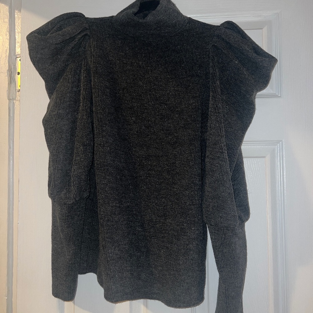 Heather Grey Puff sleeve Sweater